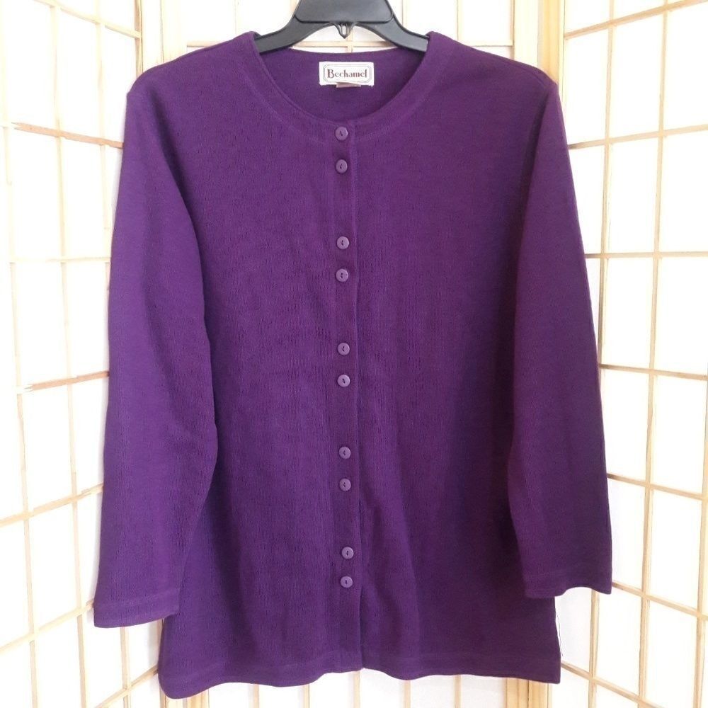 Bechamel Purple Button Front Cardigan Sweater Sz M
